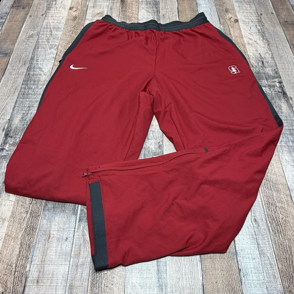 Nike Dri-FIT Track Pants Men's XL Red Stanford Cardinal Zip Ankle Performance